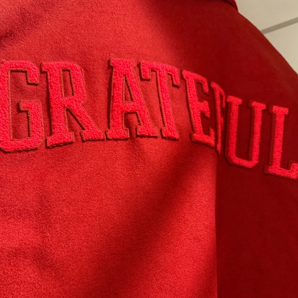✨ NWT Spiritual Gangster “Grateful” Heart Isla Varsity Jacket - Size Large✨ - Picture 3 of 10